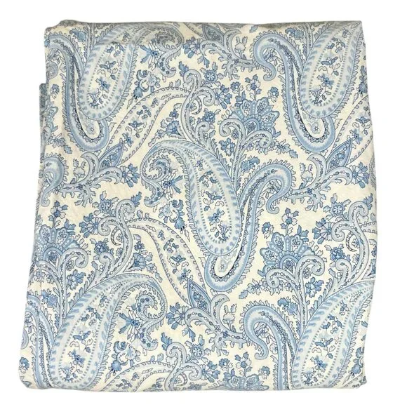 Lauren Ralph Lauren Unisex Paisley White Blue Flat Sheet Full Size - Picture 1 of 6